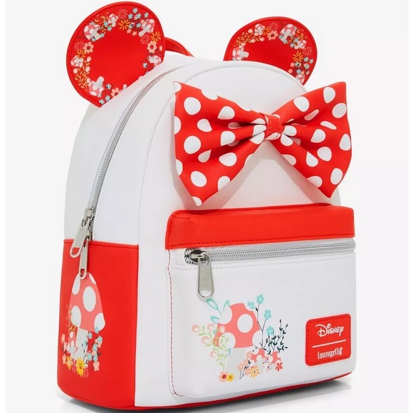 NWT Loungefly Disney Minnie Mouse Mushroom Floral Mini Backpack - Picture 3 of 8